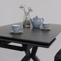 Кухонный стол Lepremo AV 2111 МДФ+керамика раздвижной 1200-1800x800 (черный матовый Shakespeare/черный)