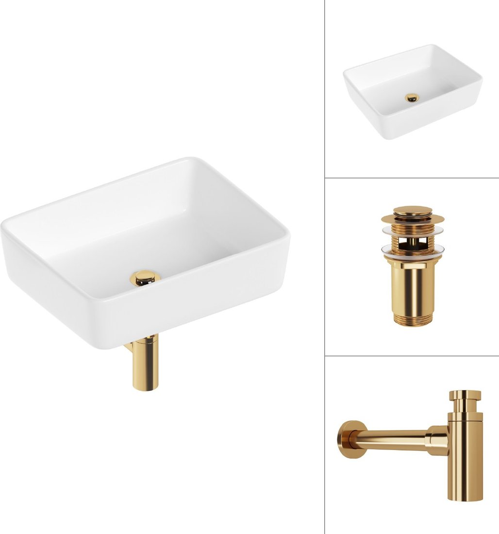 

Умывальник Lauter 21674 + клапан 21190G + сифон 21635G (золото)