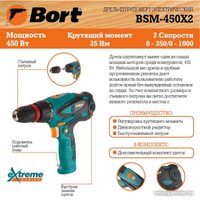 Дрель-шуруповерт Bort BSM-450X2