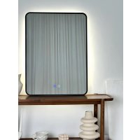 Зеркало с подсветкой  eMZe Smartphone 50х70 LED.UV.SMART.50.70.CHE.AF.4K (черный с УФ-окантовкой, подсветкой и антизапотеванием)