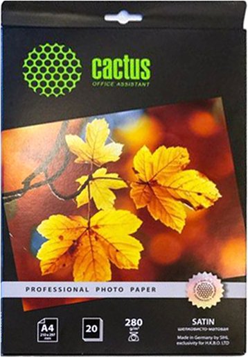 

Фотобумага CACTUS Шелковисто-матовая A4 280 г/м2 20 листов [CS-SMA428020]