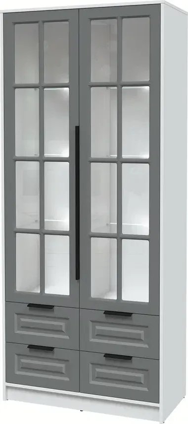 

Шкаф-витрина Интерлиния Концепт КТ-ШВ2 с подсветкой Деко (белый платинум/серый)