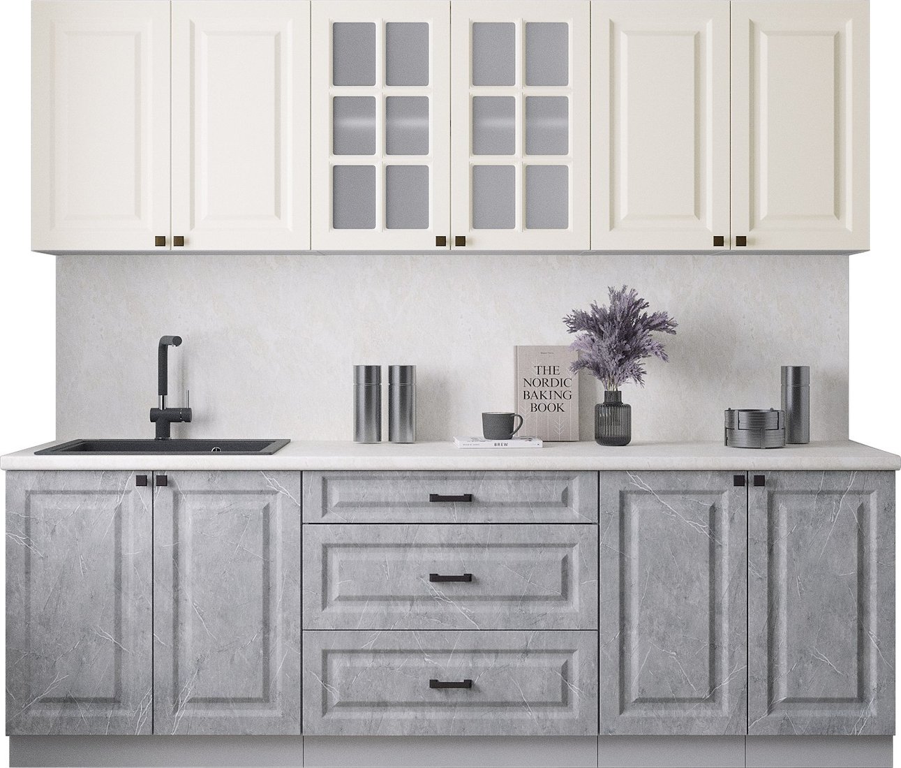 

Готовая кухня Интерлиния Мила Деко 2.4Б (керамика/белый/опал светлый)