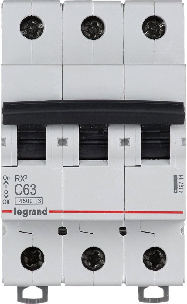 

Выключатель автоматический Legrand RX3 3P C 63A 4.5кА 3M 419714