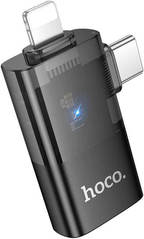Адаптер Hoco UA36E USB Type-A - USB Type-C/Lightning (черный)