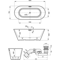 Ванна Wellsee Cute Twin R 168x75 23840104R (отдельностоящая ванна белый глянец, экран, ножки, сифон-автомат золото) в Солигорске
