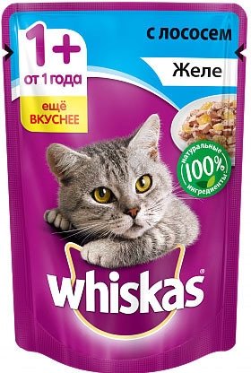 Пресервы Whiskas Желе с лососем 0.085 кг