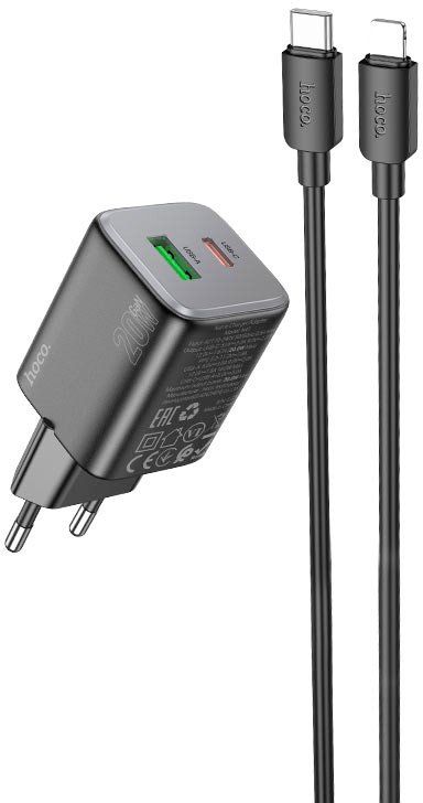Сетевое зарядное Hoco N41 Lightning (черный)