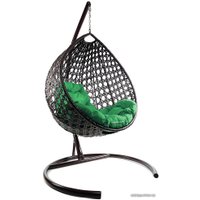 Подвесное кресло M-Group Капля Люкс 11030204 (коричневый ротанг/зеленая подушка)