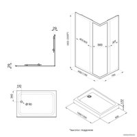 Душевой уголок Triton Вента Блэк А1 120х80 без поддона (прозрачное стекло)