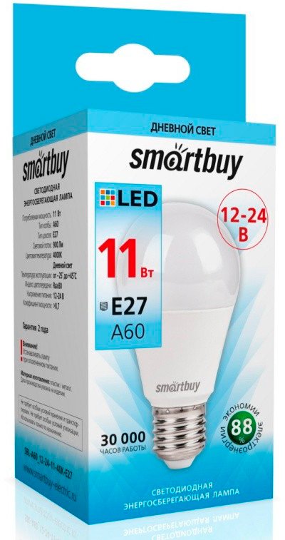 

Светодиодная лампочка SmartBuy SBL-A60_12-24-11-40K-E27