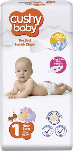 Подгузники Cushy Baby Newborn Eco pack 2-5 кг (34 шт)