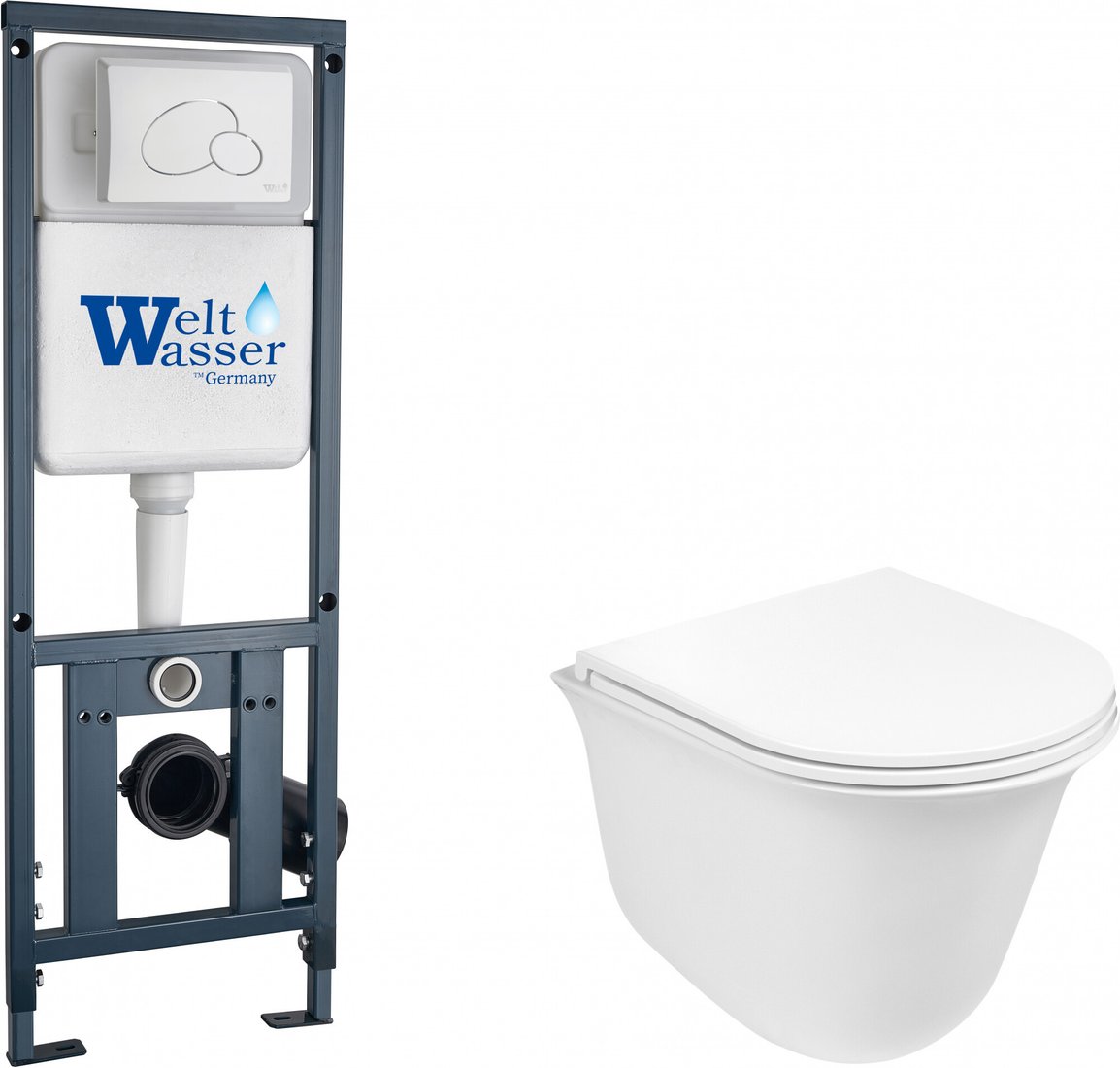 Унитаз подвесной WeltWasser Marberg 410 + Telbach 004 GL-WT + Mar 410 RD GL-WT