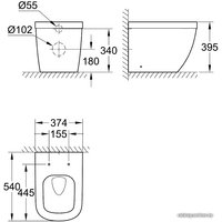 Унитаз приставной Grohe Euro 39339000 (без сиденья)