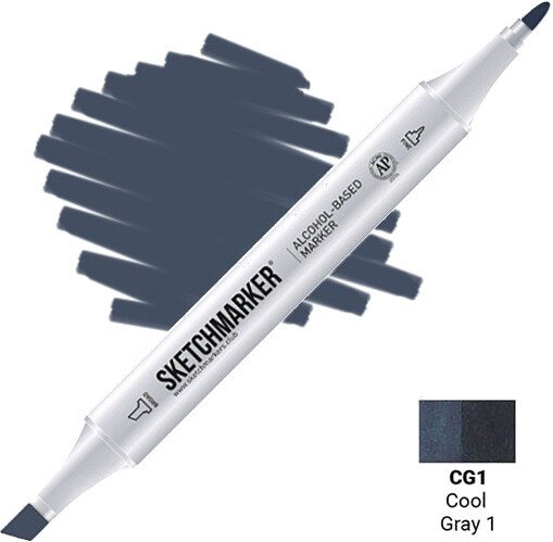 

Маркер художественный Sketchmarker Двусторонний CG1 SM-CG1 (серый холодный №1)