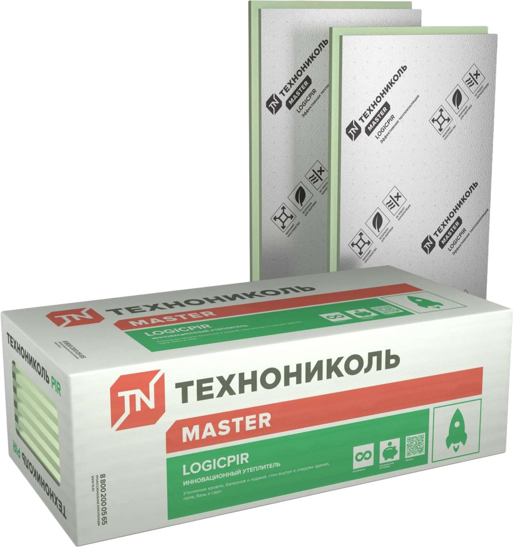 

Теплоизоляция ТехноНИКОЛЬ Master Logicpir 1190х590x50 мм