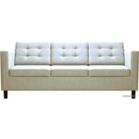 Диван Brioli Дилли клетка Д трехместный (рогожка, J1 кремовый/темные ножки)