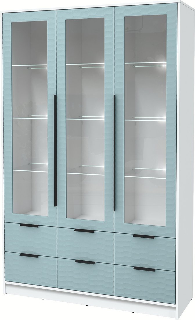 

Шкаф-витрина Интерлиния Концепт Зодиак КТ-ШВ3 с подсветкой (белый платинум/океан)