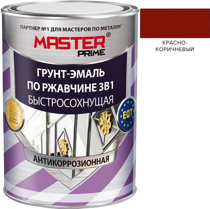 

Грунт-эмаль Master Prime По ржавчине 3 в 1 быстросохнущая 2 л (красно-коричневый)