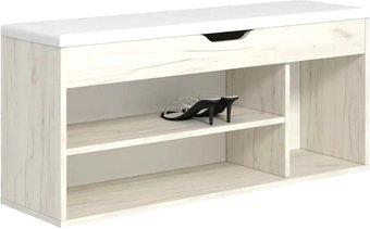 Банкетка Кимер Лаки Тип 3 (дуб крафт белый/кожзам белый)