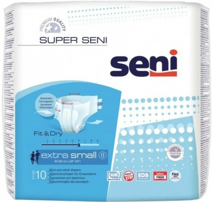 

Подгузники для взрослых Seni Super Fit&Dry S (10 шт)