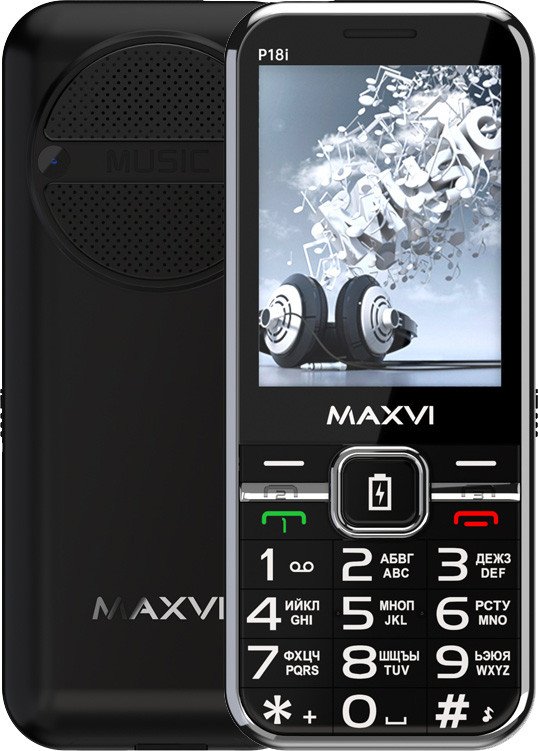Кнопочный телефон Maxvi P18i (черный)