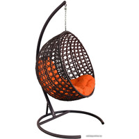 Подвесное кресло M-Group Круг Люкс 11060207 (коричневый ротанг/оранжевая подушка)