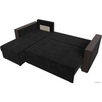 Угловой диван Лига диванов Валенсия Лайт левый (велюр, черный)