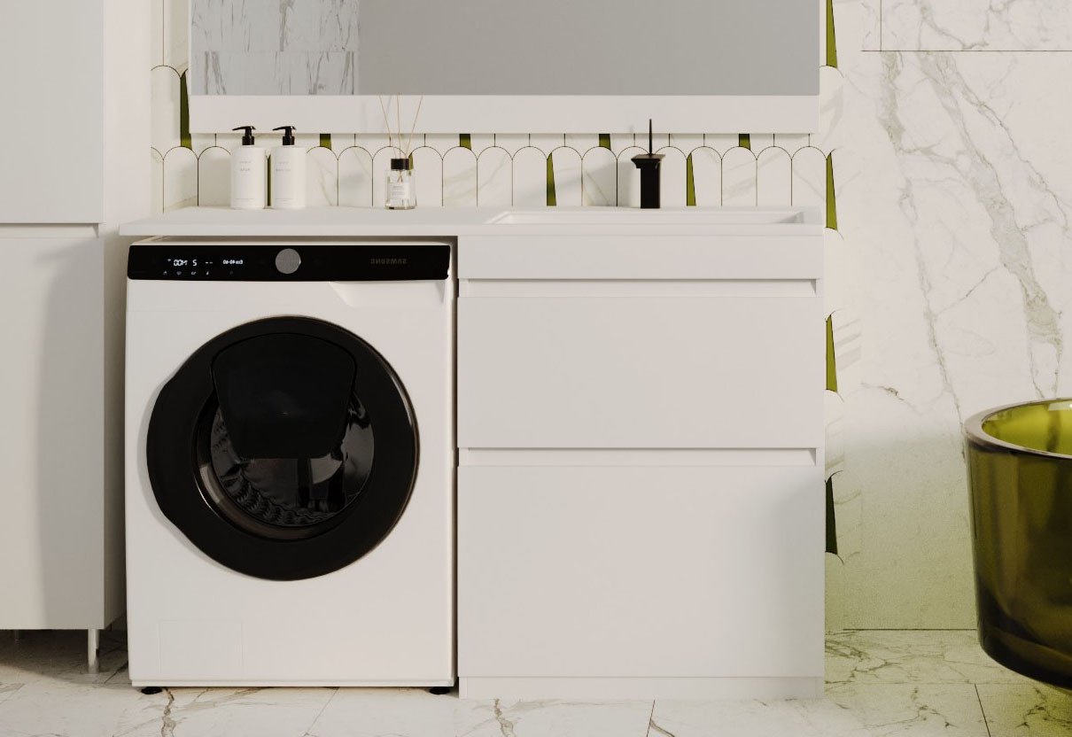 Symbolite Тумба с умывальником Даллас 130 Люкс Plus + Даллас 130x48.2 (правый, белый)