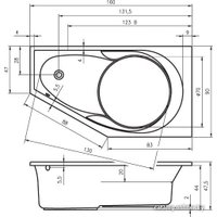 Ванна Riho Yukon 160x90L BA3500500000000 (с ножками)