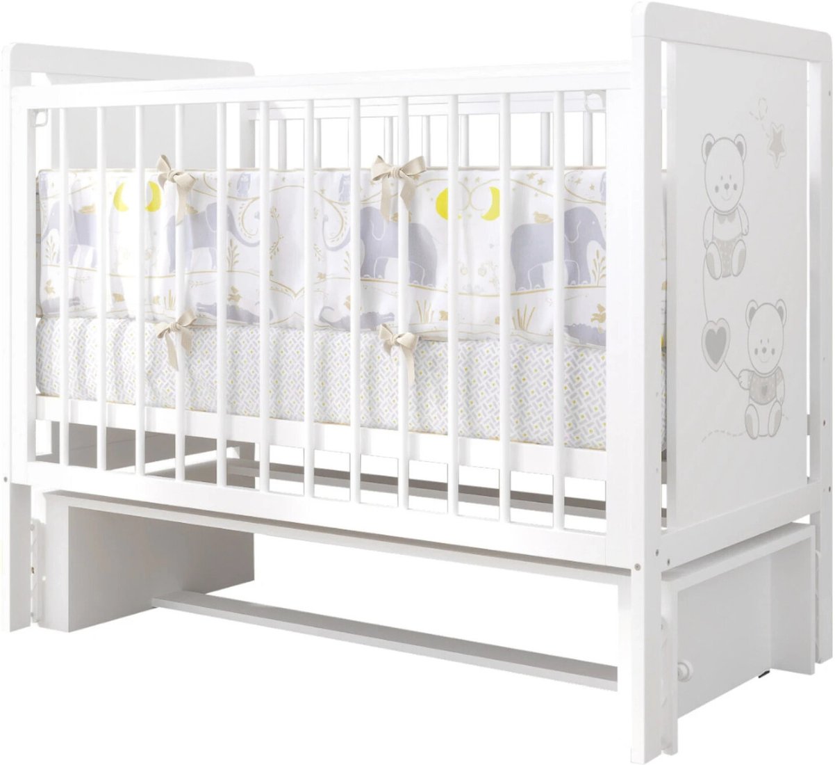 

Классическая детская кроватка Indigo Happy Friends маятник (белая аляска/мишки)