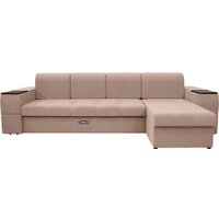 Угловой диван Сириус Лидер-13 с оттоманкой НПБ 330x165 (Eva 02 велюр светло-бежевый)