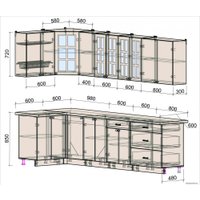 Готовая кухня Интерлиния Мила Деко 1.2x3.0 (слоновая кость/кастилло темный)