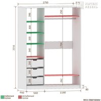 Шкаф-купе Кортекс-мебель Сенатор ШК11-45 Геометрия ДСП с зеркалом (венге/венге светлый)