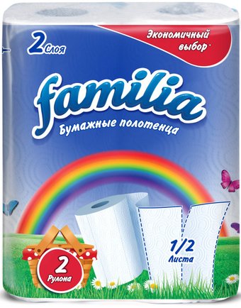 Бумажные полотенца Familia Двухслойные Радуга (2 шт, белый)