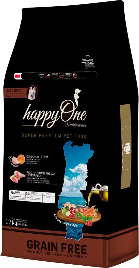

Сухой корм для собак HappyOne Mediterraneum беззерновой со свежим яйцом и свежим мясом ягненка 12 кг
