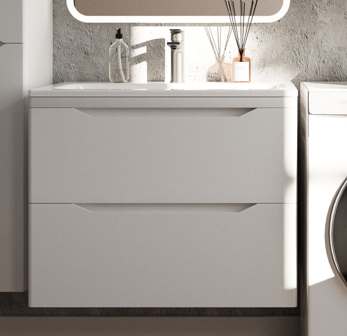 

Symbolite Тумба под умывальник Марелла 60 Люкс Plus 2 ящика (подвесная, белый матовый)