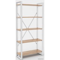 Стеллаж Hype Mebel Стандарт-2 80x170 (белый/дуб галифакс натуральный)