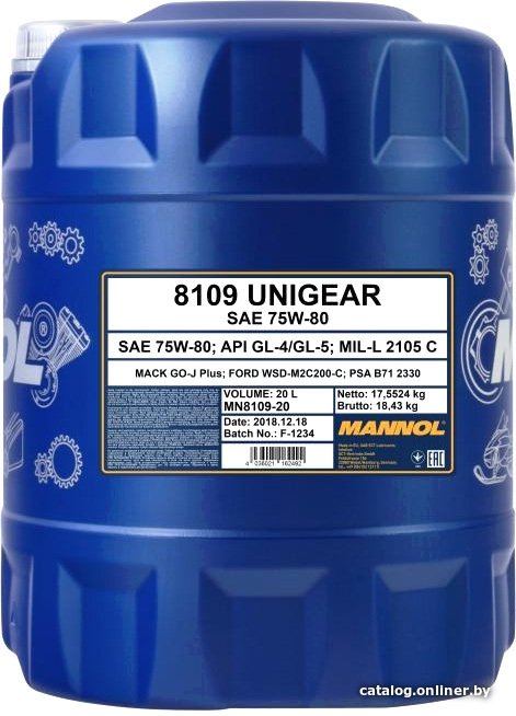 Трансмиссионное масло Mannol Unigear 75W-80 20л