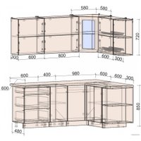 Готовая кухня Интерлиния Мила Матте 1.5x2.0 А правая (индиго/индиго глянец/кастилло темный)