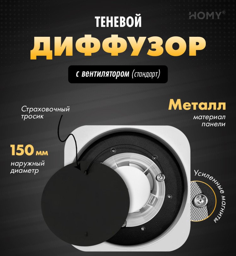 

Вентиляционная решетка HOMY AIR Lite круглый AL100BS d150 (черная)