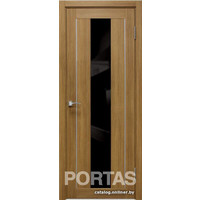 Межкомнатная дверь Portas S25 80x200 (орех карамель, стекло lacobel черный лак)