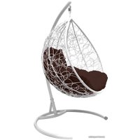 Подвесное кресло M-Group Капля 11020105 (белый ротанг/коричневая подушка)