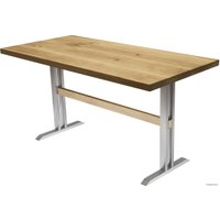 Кухонный стол Buro7 Двутавр 150 (классика, дуб натуральный/серебро)