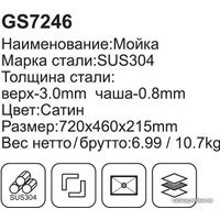 Кухонная мойка Gappo GS7246