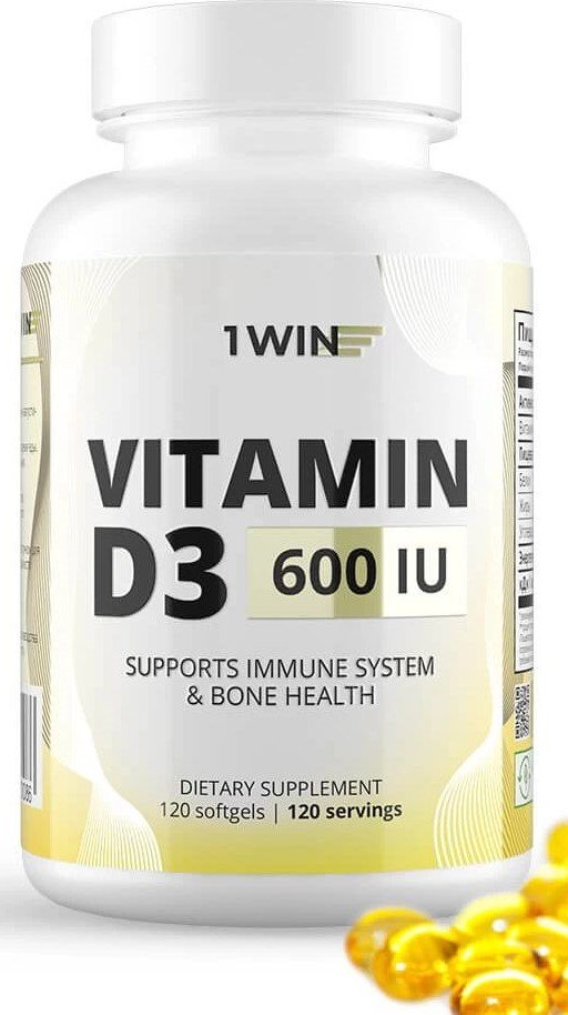 

Витамины, минералы 1WIN Vitamin D3 600 ME (120 капсул)