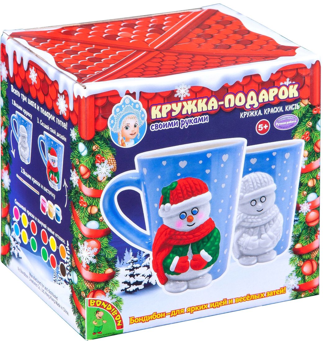 

Набор для создания поделок/игрушек Bondibon Кружка-подарок. Снеговичок ВВ4700