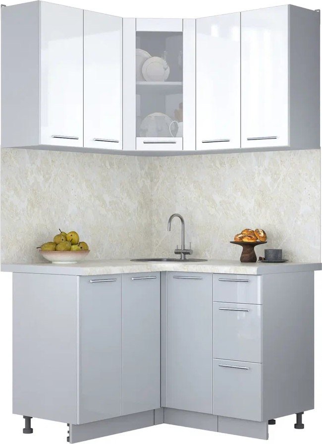 

Готовая кухня Интерлиния Мила Пластик 1.2x1.2 (белый глянец/туманный глянец/опал светлый)