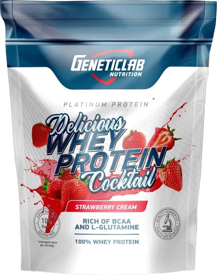 

Протеин сывороточный (изолят) Geneticlab Whey Protein Coctail (900 г, клубника)