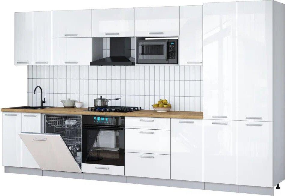 

Готовая кухня Интерлиния Мила Gloss 3.6-ПМ2 (белый глянец/белый глянец/дуб бунратти)